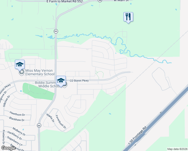 map of restaurants, bars, coffee shops, grocery stores, and more near 2309 Carrier Drive in Fate