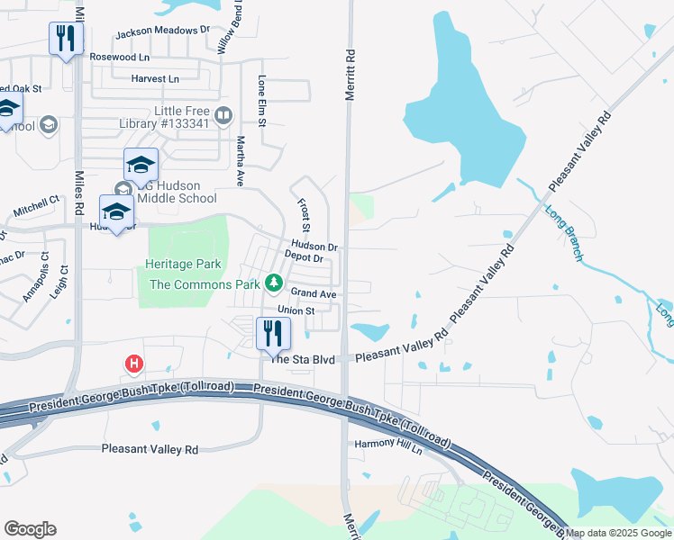 map of restaurants, bars, coffee shops, grocery stores, and more near 5515 Depot Drive in Sachse