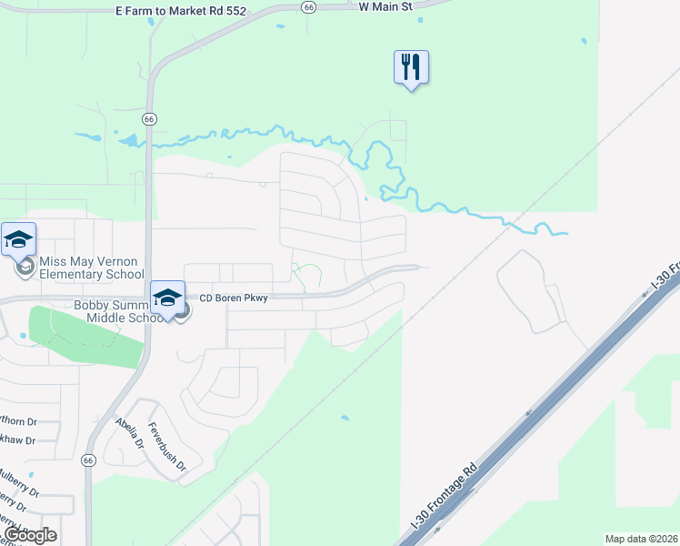 map of restaurants, bars, coffee shops, grocery stores, and more near 2412 Costley Court in Fate