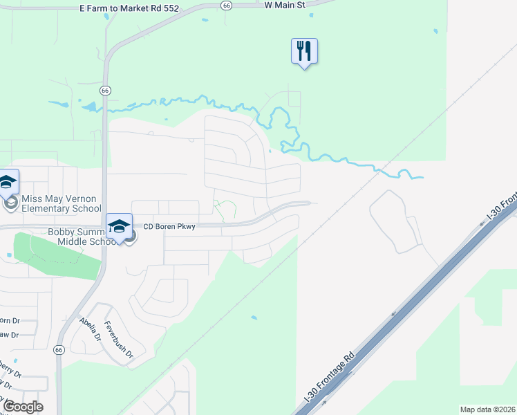 map of restaurants, bars, coffee shops, grocery stores, and more near 2412 Costley Court in Fate