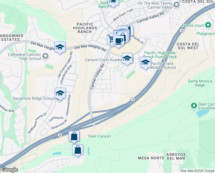 map of restaurants, bars, coffee shops, grocery stores, and more near 6041 Edgewood Bend Court in San Diego