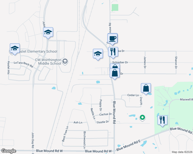 map of restaurants, bars, coffee shops, grocery stores, and more near 206 Tamiami Trail in Haslet