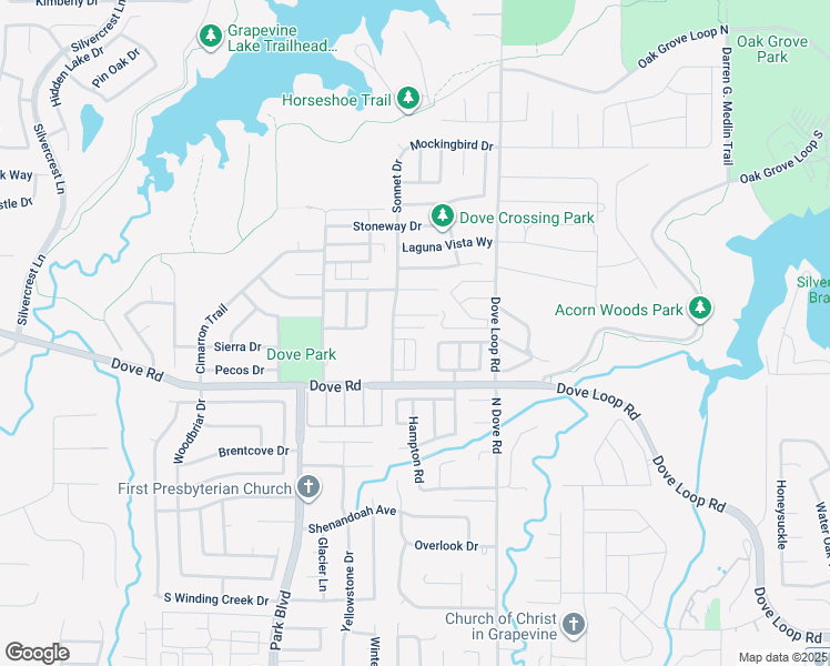 map of restaurants, bars, coffee shops, grocery stores, and more near 1658 Choteau Circle in Grapevine