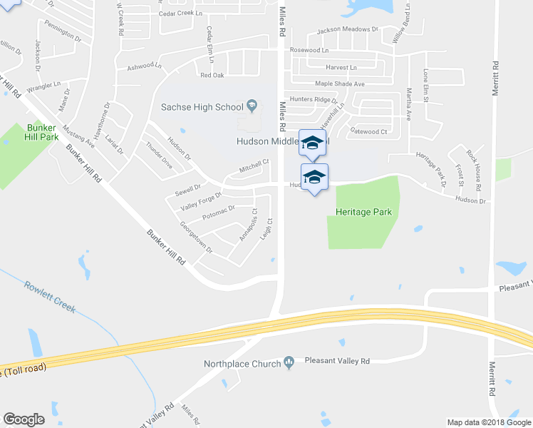 map of restaurants, bars, coffee shops, grocery stores, and more near 3561 Leigh Court in Sachse