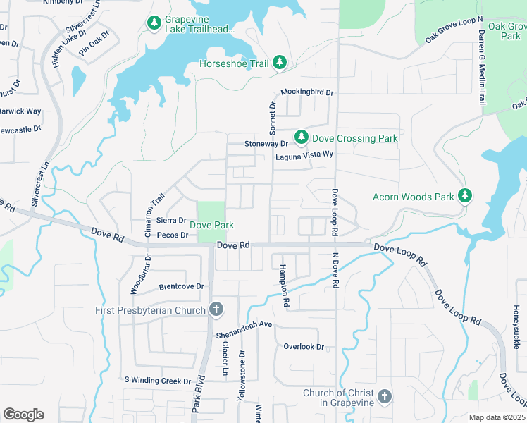 map of restaurants, bars, coffee shops, grocery stores, and more near 1705 Sonnet Drive in Grapevine