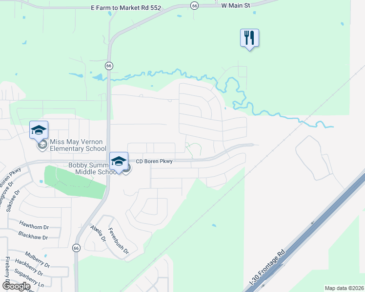 map of restaurants, bars, coffee shops, grocery stores, and more near 2309 Carrier Drive in Fate