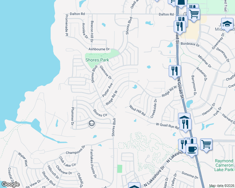 map of restaurants, bars, coffee shops, grocery stores, and more near 1940 Hidden Valley in Rockwall