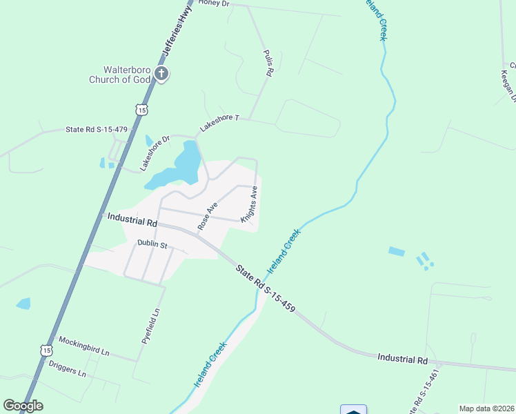 map of restaurants, bars, coffee shops, grocery stores, and more near 374 Knights Avenue in Walterboro