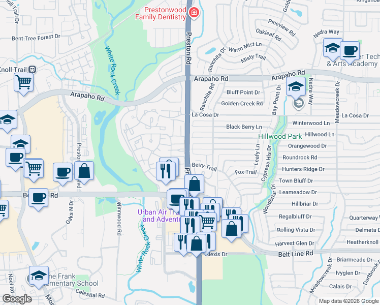 map of restaurants, bars, coffee shops, grocery stores, and more near in Dallas