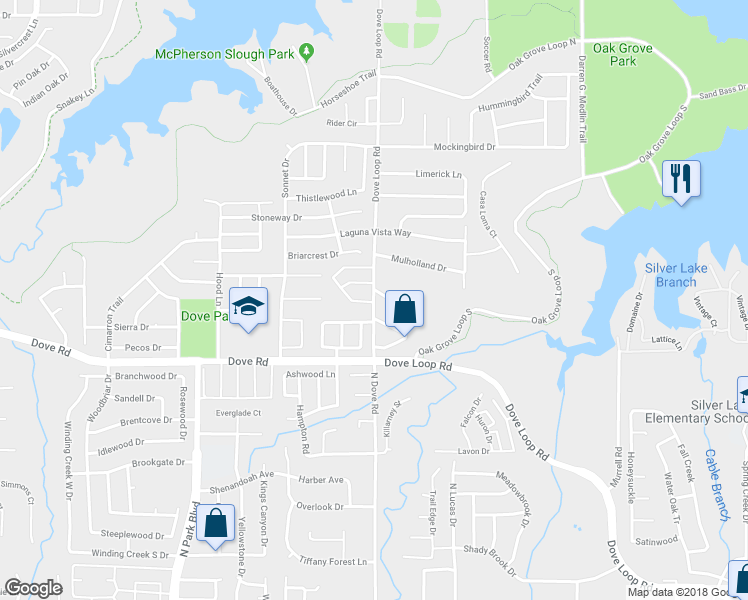 map of restaurants, bars, coffee shops, grocery stores, and more near 1744 Dove Loop Road in Grapevine