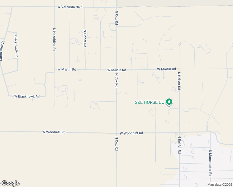 map of restaurants, bars, coffee shops, grocery stores, and more near North Cox Road in Casa Grande