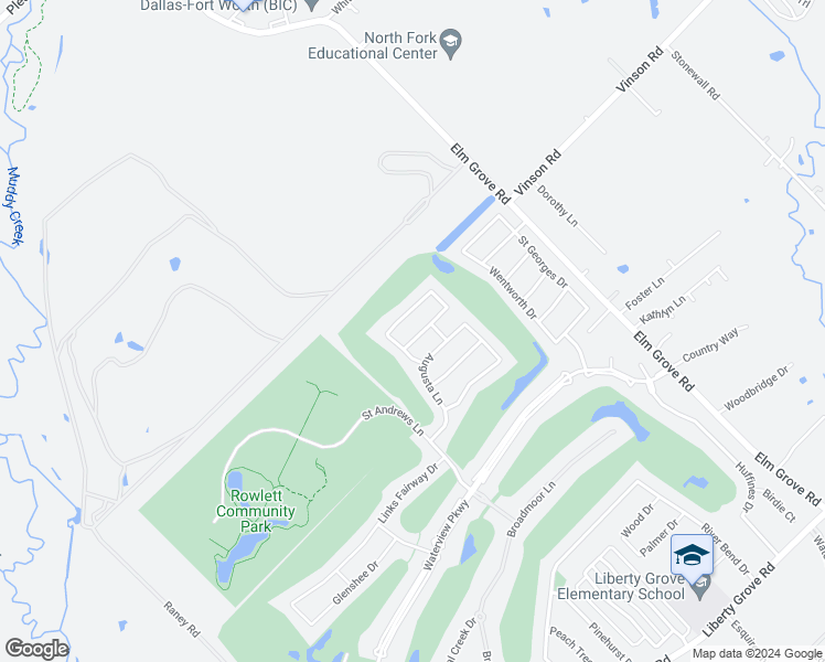 map of restaurants, bars, coffee shops, grocery stores, and more near 10613 Lansdowne Lane in Rowlett