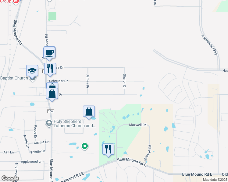 map of restaurants, bars, coffee shops, grocery stores, and more near 228 Schreiber Drive in Haslet