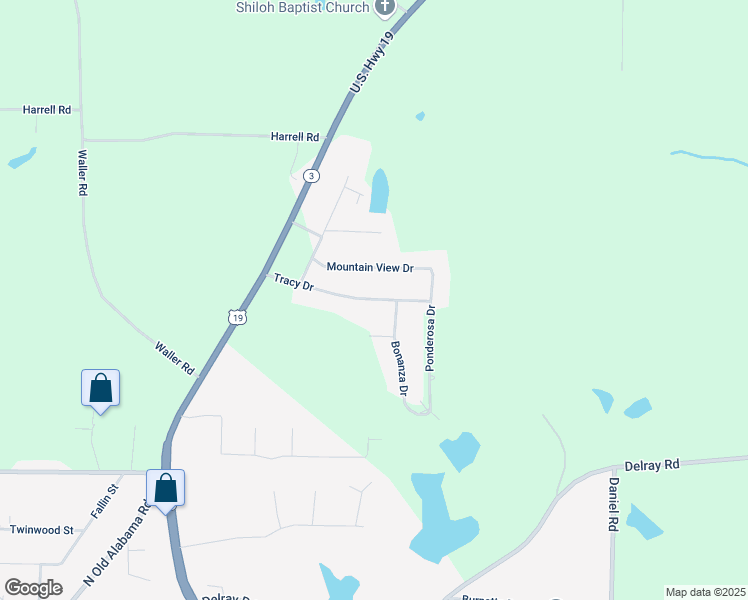 map of restaurants, bars, coffee shops, grocery stores, and more near 675 Mountain View Drive in Thomaston