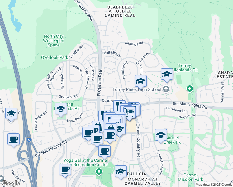 map of restaurants, bars, coffee shops, grocery stores, and more near 3794 Quarter Mile Drive in San Diego