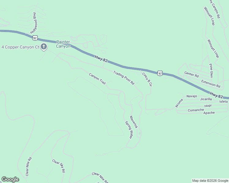 map of restaurants, bars, coffee shops, grocery stores, and more near 116 Canyon Trail in Cloudcroft