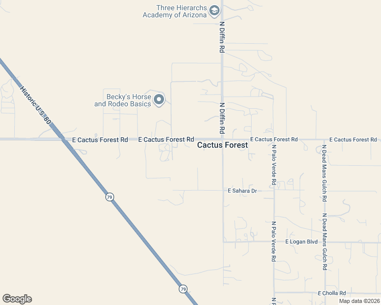 map of restaurants, bars, coffee shops, grocery stores, and more near 22795 East Cactus Forest Road in Florence