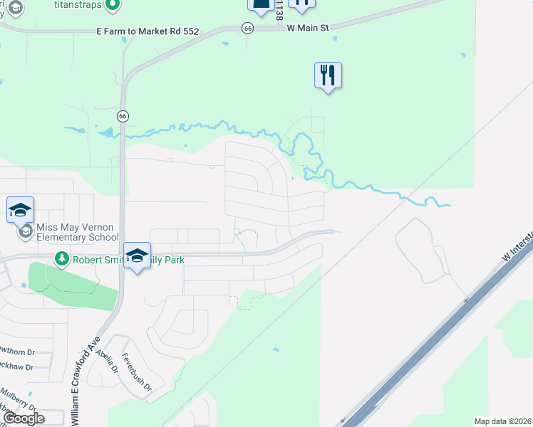 map of restaurants, bars, coffee shops, grocery stores, and more near 2443 French Street in Fate