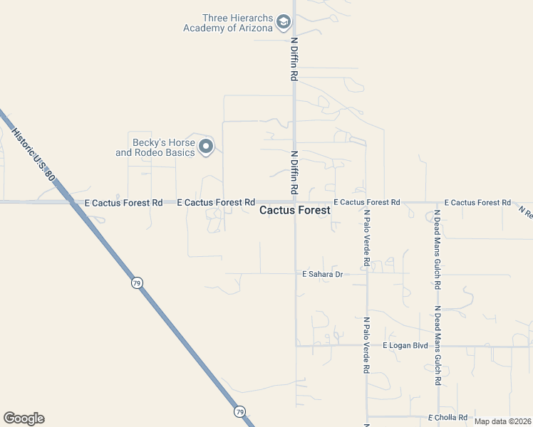 map of restaurants, bars, coffee shops, grocery stores, and more near 22795 East Cactus Forest Road in Florence