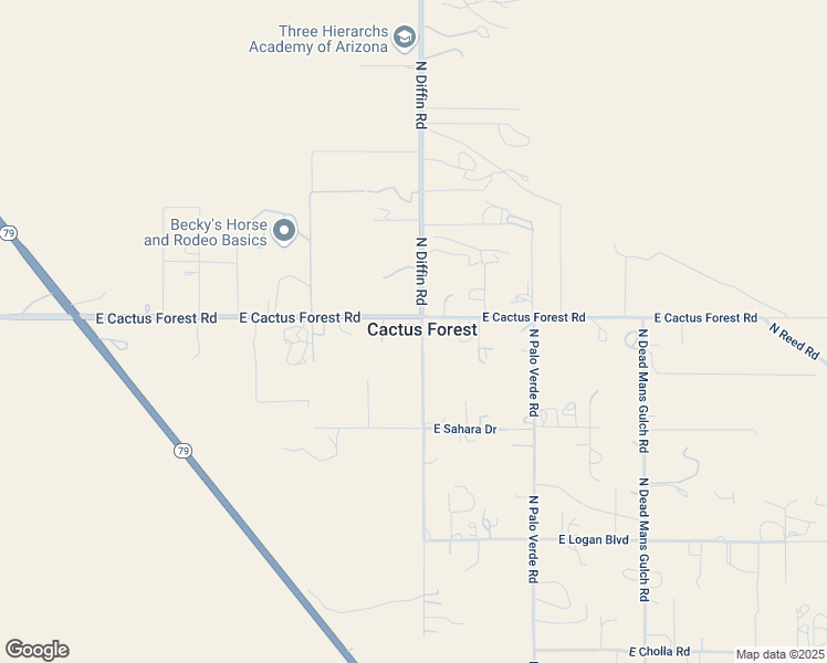 map of restaurants, bars, coffee shops, grocery stores, and more near 22855 East Cactus Forest Road in Florence