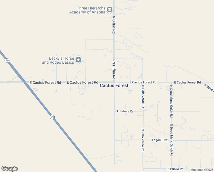 map of restaurants, bars, coffee shops, grocery stores, and more near 22855 East Cactus Forest Road in Florence