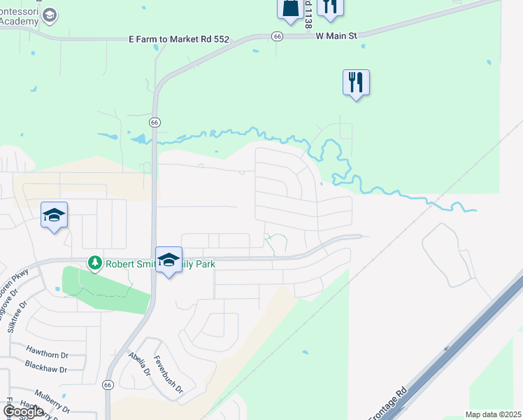 map of restaurants, bars, coffee shops, grocery stores, and more near 2484 French Street in Fate