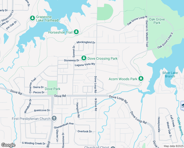 map of restaurants, bars, coffee shops, grocery stores, and more near 1707 Dove Loop Road in Grapevine