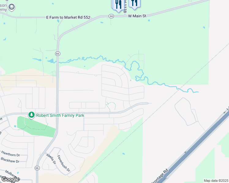 map of restaurants, bars, coffee shops, grocery stores, and more near 2443 French Street in Fate