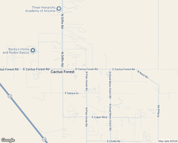 map of restaurants, bars, coffee shops, grocery stores, and more near 8767 North Palo Verde Road in Florence