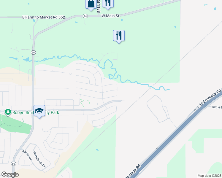 map of restaurants, bars, coffee shops, grocery stores, and more near 2331 French Street in Royse City