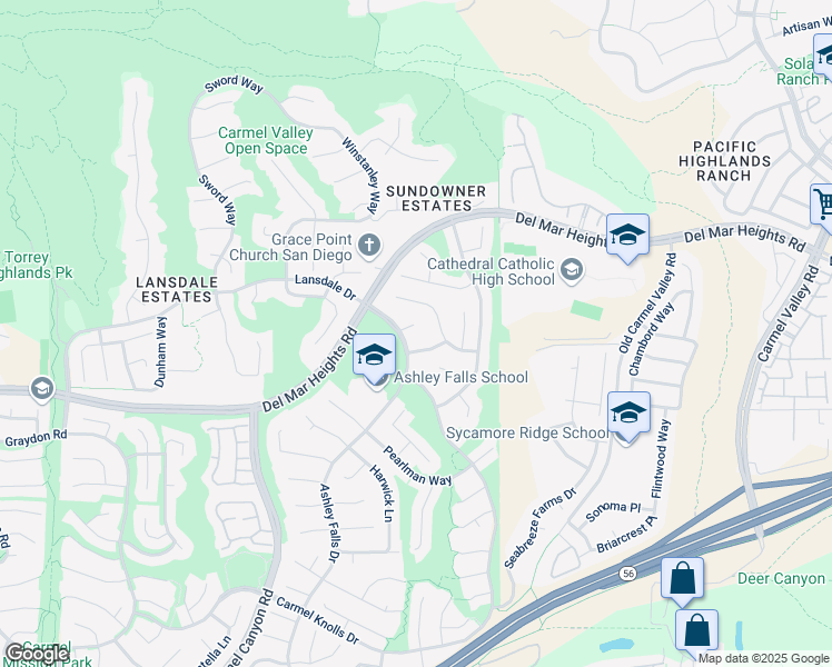 map of restaurants, bars, coffee shops, grocery stores, and more near 5074 Seachase Way in San Diego