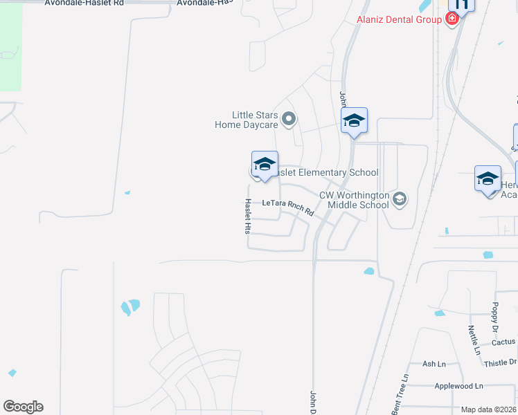 map of restaurants, bars, coffee shops, grocery stores, and more near 546 Logans Landing in Haslet