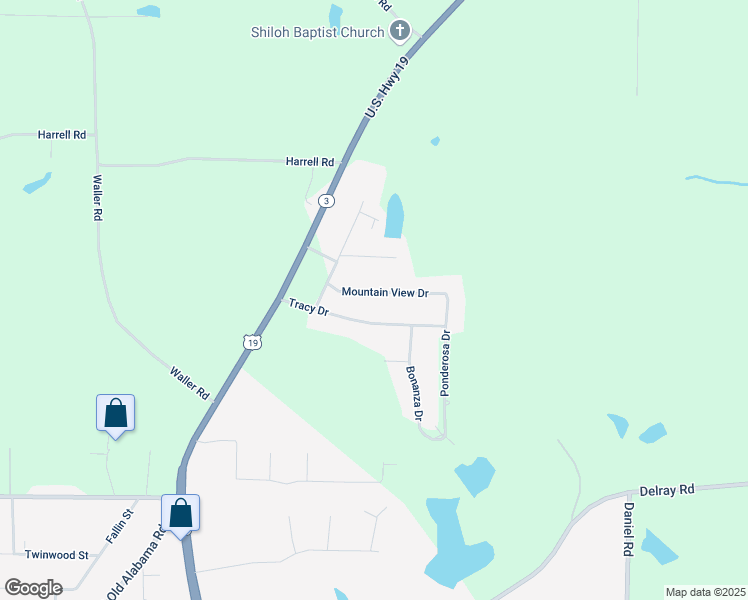 map of restaurants, bars, coffee shops, grocery stores, and more near 675 Mountain View Drive in Thomaston