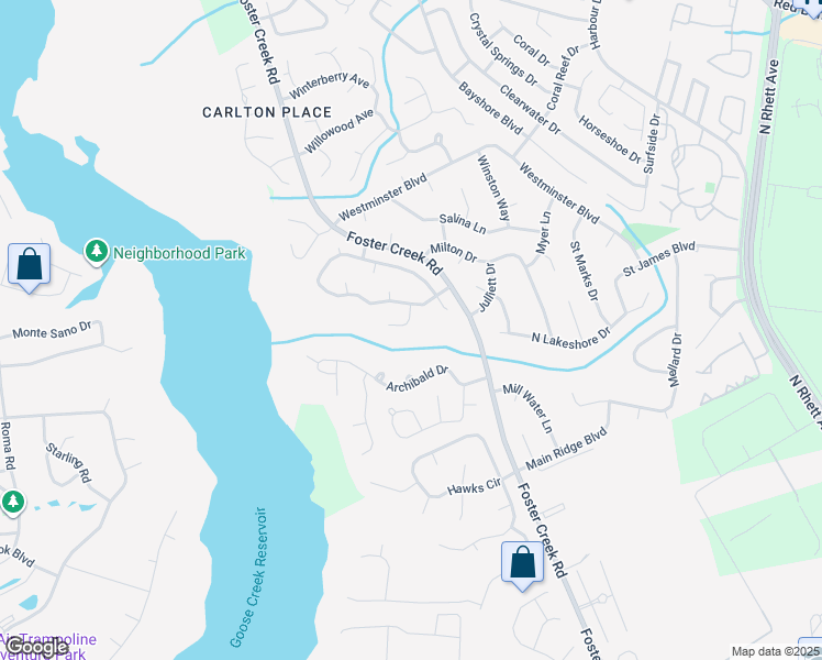 map of restaurants, bars, coffee shops, grocery stores, and more near 17 Commissioners Court in Hanahan