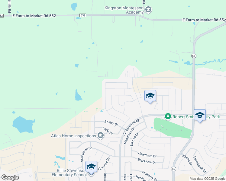 map of restaurants, bars, coffee shops, grocery stores, and more near 564 Bradley Drive in Rockwall