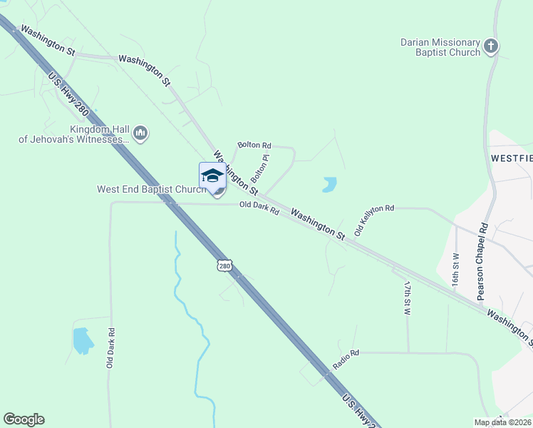 map of restaurants, bars, coffee shops, grocery stores, and more near 2731 Old Dark Road in Alexander City