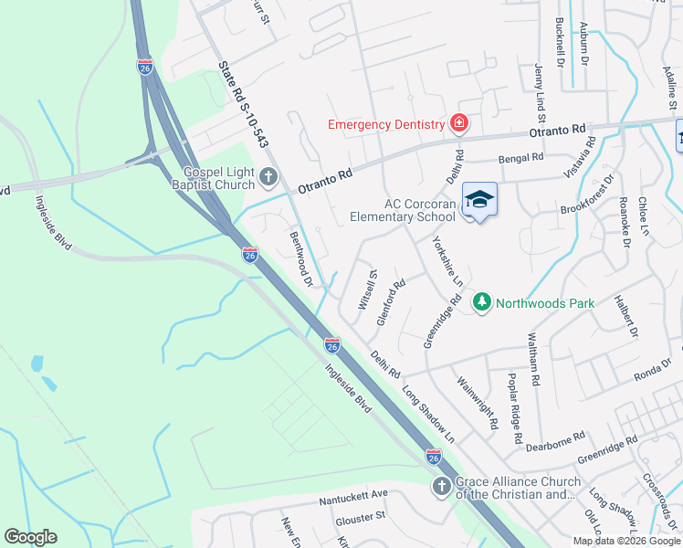 map of restaurants, bars, coffee shops, grocery stores, and more near 8349 Delhi Road in North Charleston