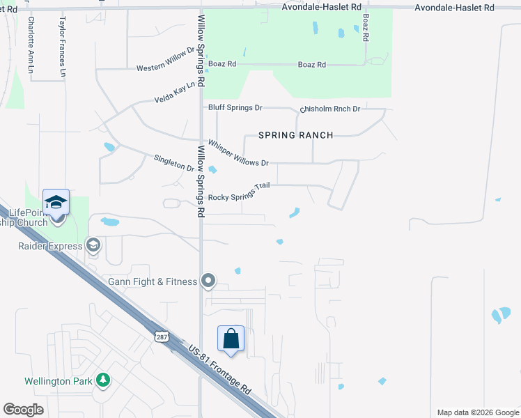 map of restaurants, bars, coffee shops, grocery stores, and more near 1340 Silent Springs Drive in Haslet