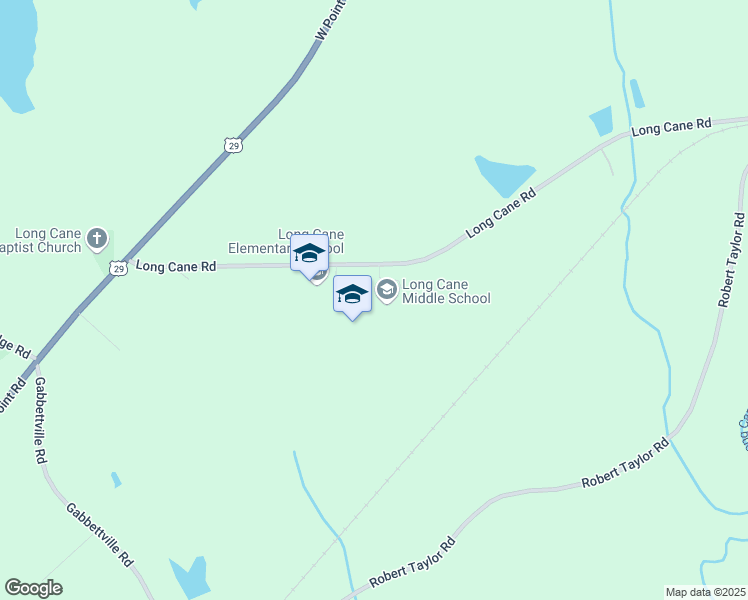 map of restaurants, bars, coffee shops, grocery stores, and more near 326 Long Cane Road in LaGrange