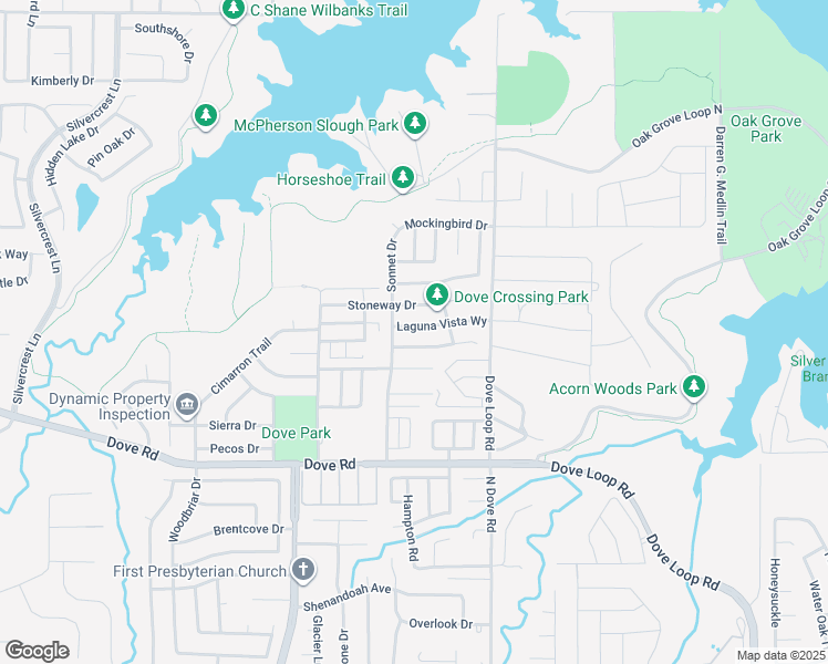 map of restaurants, bars, coffee shops, grocery stores, and more near 1515 Laguna Vista Way in Grapevine