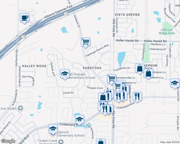 map of restaurants, bars, coffee shops, grocery stores, and more near in Fort Worth