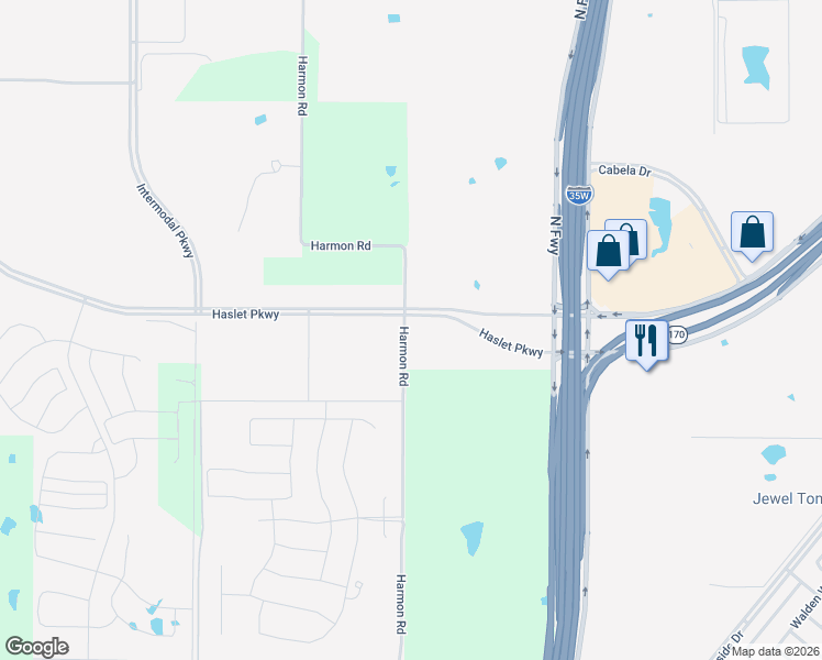 map of restaurants, bars, coffee shops, grocery stores, and more near 865 Harmon Road in Fort Worth