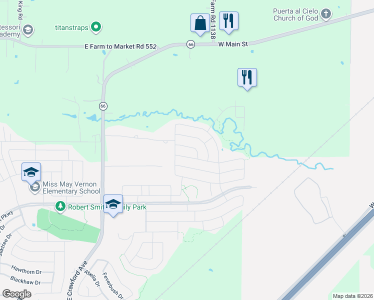 map of restaurants, bars, coffee shops, grocery stores, and more near 3146 Parsons Street in Fate