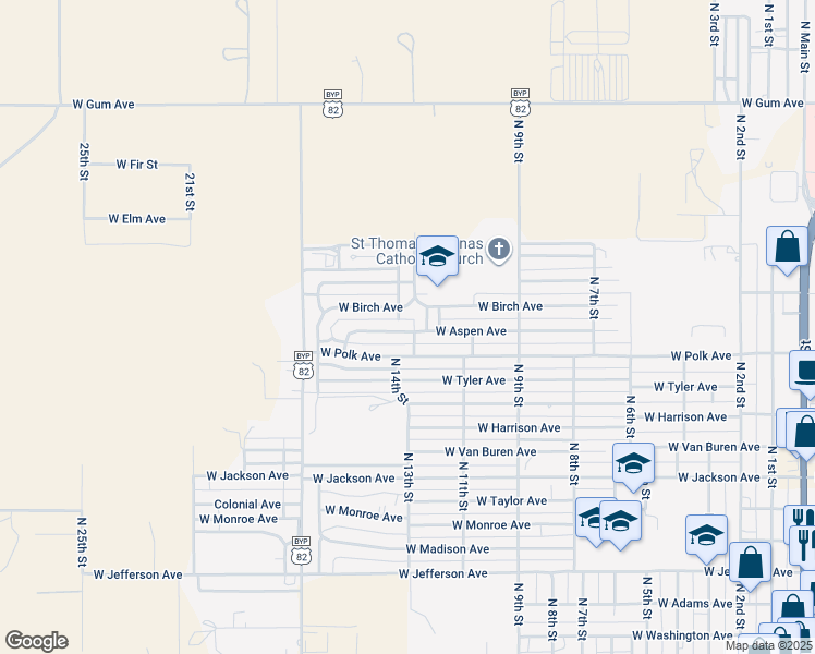 map of restaurants, bars, coffee shops, grocery stores, and more near 1201-1205 North 12th Street in Lovington