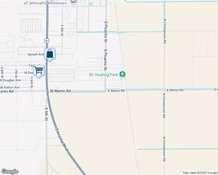 map of restaurants, bars, coffee shops, grocery stores, and more near 141 East Patton Avenue in Coolidge