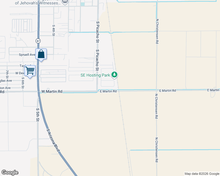 map of restaurants, bars, coffee shops, grocery stores, and more near 187 East Patton Avenue in Coolidge