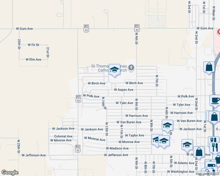 map of restaurants, bars, coffee shops, grocery stores, and more near 1201 North 12th Street in Lovington