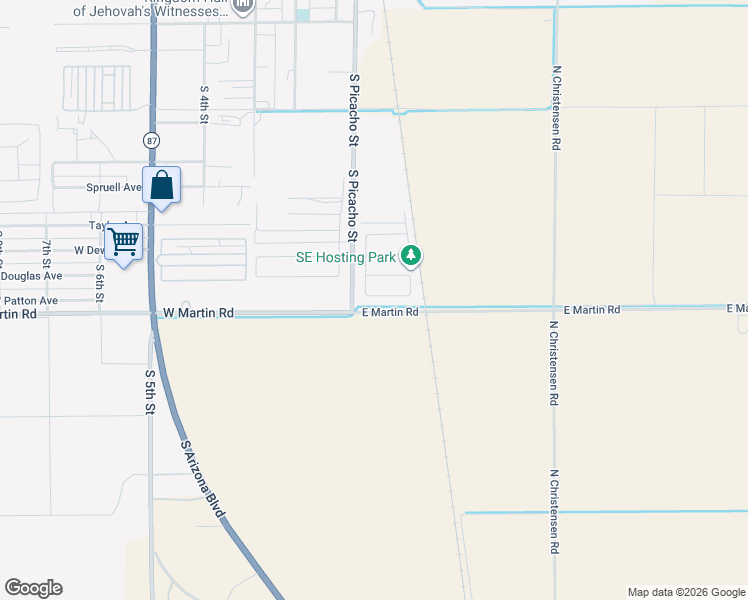 map of restaurants, bars, coffee shops, grocery stores, and more near 141 East Patton Avenue in Coolidge