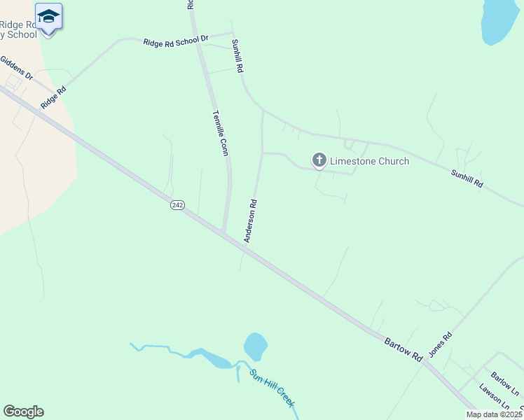 map of restaurants, bars, coffee shops, grocery stores, and more near 152 Anderson Road in Sandersville
