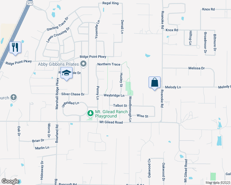 map of restaurants, bars, coffee shops, grocery stores, and more near 805 Weybridge Ln in Keller